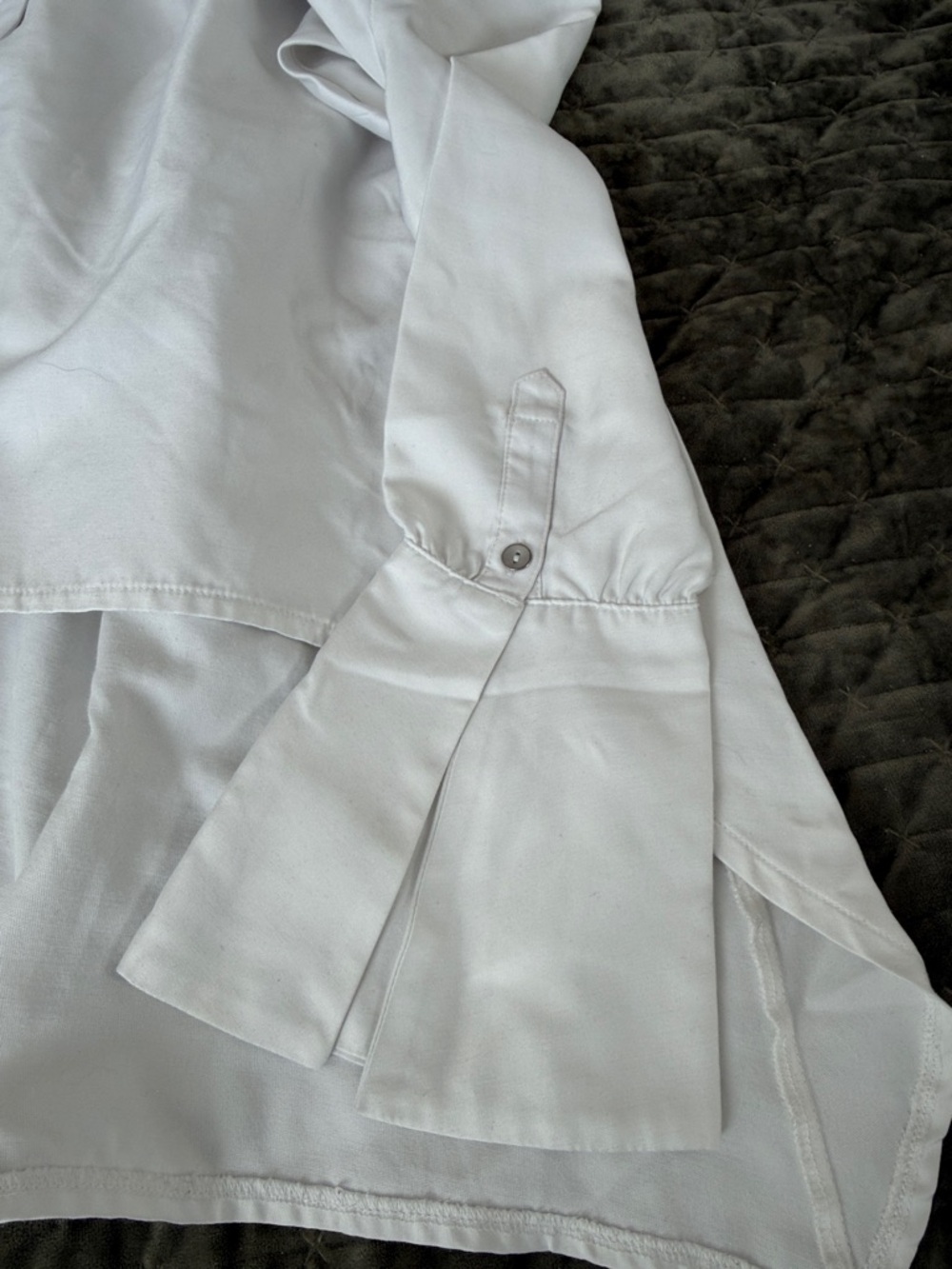 N12H white tunic shirt dress button up flare sleeves breezy euro-summer minimal - Picture 8 of 13